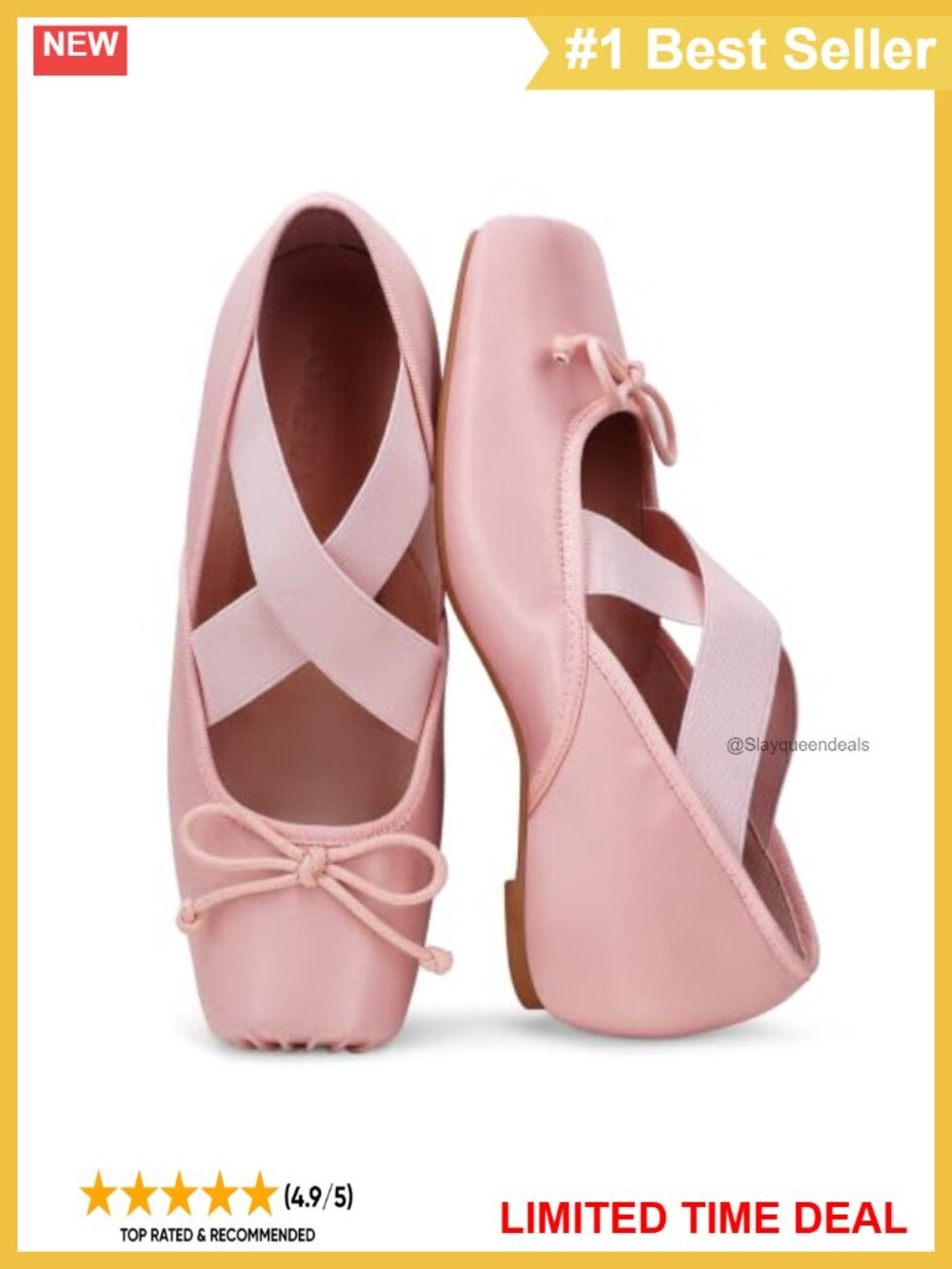 Satin Square Toe Mary Jane Ballet Flats with Bow Detail
